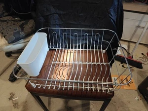 dish drying rack stainless steel With Protective Feet Ruubber Coating And Basket - Picture 1 of 2