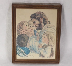 Jesus Print Children 60s 1962 Vintage Frances Hook Framed 8' X 10” - Picture 1 of 6