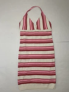 MalaYerba Pink Red White Striped Halter Mini Dress Size Small - Picture 1 of 8