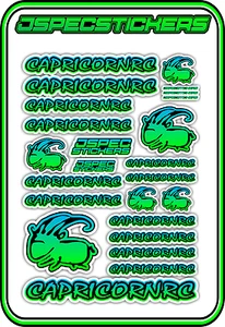 CAPRICORN RC STICKER A5 LAB 1/8 F1 1/10 TESLA ELECTRIC NITRO CAR HARD BLU GRE B - Picture 1 of 9