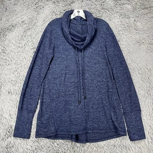 Zopfmuster Wasserfallausschnitt Tunika Top Damen L blau Strick Daumenlöcher Boho Hippie - Bild 1 von 9