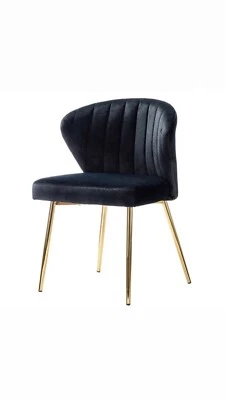 Silla lateral vintage con respaldo acolchado moderno de mediados de siglo - negra Foto 1 de 4