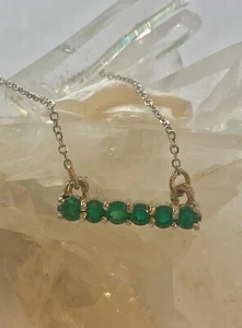Colombian Emerald  Necklace Bar Pendant Solid 18K W.G - Picture 1 of 5