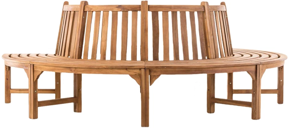 Baumbank Leming halbrund Teakbank Gartenbank Terrasse Vorgarten Parkbank - Bild 1 von 1