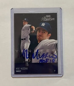 Mike Mussina IP Auto Baseball Card - ( Reads “Mike Mussina HOF 19”) 2003 Playoff - Picture 1 of 2