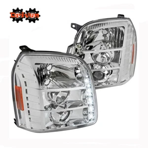 For 07-14 GMC Yukon Denali XL Projector Headlights Lamps Chrome LED DRL - Picture 1 of 5