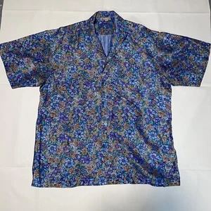 VTG HAWAIIAN MENS SHIRT SZ 3XL PIANKUSOL BUTTON UP TROPICAL FLORAL AOP THAI SILK - Picture 1 of 12