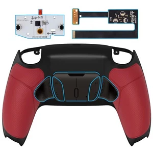 Red Rubberized Grip Real Metal Buttons RISE4 Remap Kit for PS5 Controller DIY - Picture 1 of 6