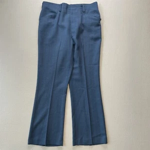 Vtg Haggar 34x30 Blue Stripe Flat Front Bootcut Mens Dress Pants - Picture 1 of 9