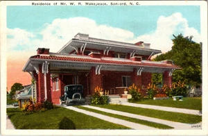 SANFORD NORTH CAROLINA RESIDENCE OF W.R. MAKEPEACE 1927 OLD POSTCARD - Picture 1 of 2