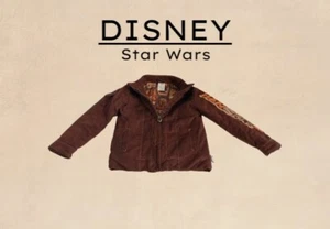 Disney Star Wars Brown Han Solo Aviator Jacket Size 5/6 Faux Suede Length 18" - Picture 1 of 9