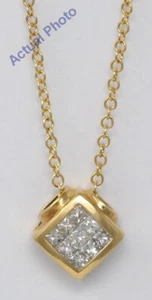 18K Gelbgold Princess diagonaler quadratischer Diamant Anhänger (0,47 ct H Vs) - Bild 1 von 3