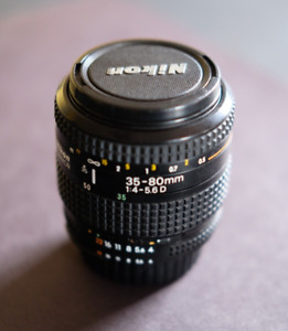 Nikon 35-80MM 1:4~5.6D AF Nikkor Zoom Lens, Excellent, Caps