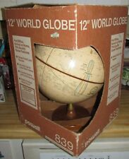 Vintage Cram's Imperial 12" World Globe Powell Wood Base #839 Original Box