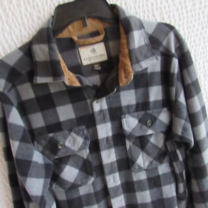 Legendary Whitetails S Thick Fleece Mens Shirt Black Gray Long Sleeve Plaid - Picture 1 of 10
