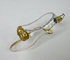 Vintage Cinderella Clear Glass Slipper Christmas Ornament With Gold Glitter