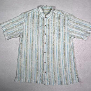 Tommy Bahama kurzärmliges Hemd mit Knopfleiste Erwachsene Large blau weiß Freizeit Herren - Bild 1 von 8