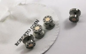 ROBERTO COIN POIS MOI COPRIBOTTONI ACCIAIO INOX E ORO ROSA 18K, SET DI 4 - Foto 1 di 5