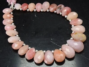 Pink Peruvian Opal Faceted Teardrop 8Inches Strand 10X7To15X10MM MS-BR7 - Picture 1 of 5