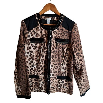 Chaqueta Chicos Mixed Media Talla 2 LG Estampado Guepardo Cierre Gancho Manga Larga Boho Foto 1 de 4