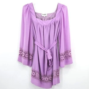 Vestido Falda Sabo Talla 6 Lavanda Púrpura Manga Campana Bordado Boho Hippie Hada - Imagen 1 de 9