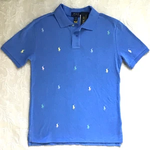 Polo Pony Cotton Mesh Shirt Youth Boy Size L 14 16 Logos - Picture 1 of 6
