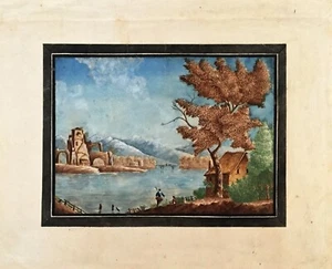 PAISAJE ROMÁNTICO,  acuarela original mediados del siglo XIX - Bild 1 von 1