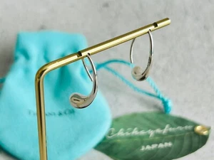 Tiffany & Co Elsa Peretti Teardrop Hoop Drop Dangle Earrings Sterling Silver Box - Picture 1 of 19