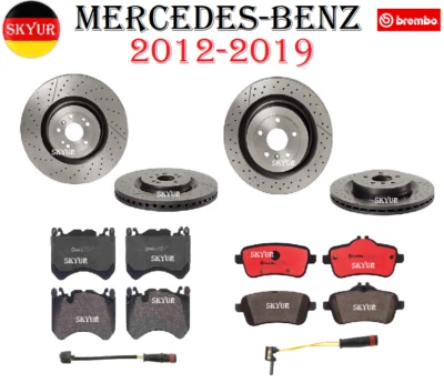 Rotores delanteros y traseros con juegos de pastillas de freno y sensores para Mercedes-Benz BREMBO 12-19 Foto 1 de 4