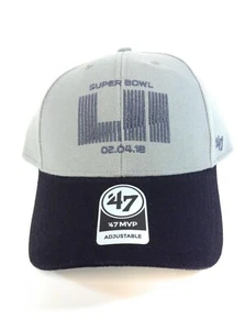 Gorra Sombrero Gorra Ajustable NFL Super Bowl LII Marca '47 Dos Tonos Plateado Negro Ajustable NFL - Imagen 1 de 3