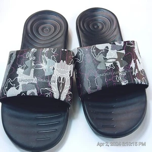 Under Armour Men's Size 11 Gray and Black Ansa Graphic Slides  - Picture 1 of 6