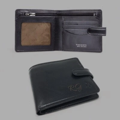 Personalised Luxury RFID Black Leather Wallet Birthday Best Man Mens Gift - Image 1 of 4