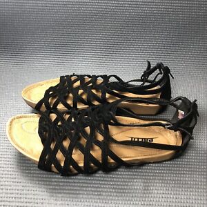Earth Shoe Exquisite Black Suede Leather Comfort Sandals Women's Size 7.5 B