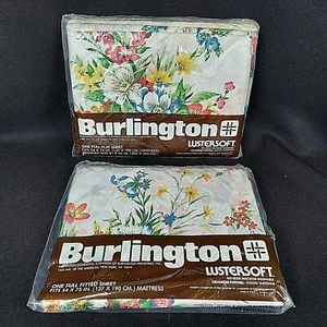 Burlington Lustersoft No Iron Fortrel Rayon Sheets Full Flat & Fitted Set Floral - Picture 1 of 5