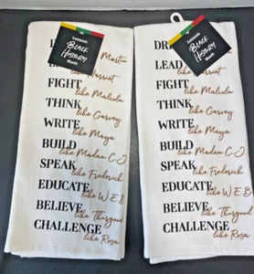 NEW Dream, Lead, Fight BLACK HISTORY MONTH Kitchen Hand Towels~ 100% Cotton. - Picture 1 of 4