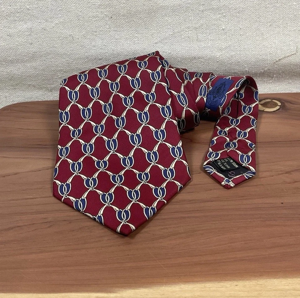 "Corbata de cuello Gucci para hombre roja 100 % seda patrón ecuestre 60""" Foto 1 de 4