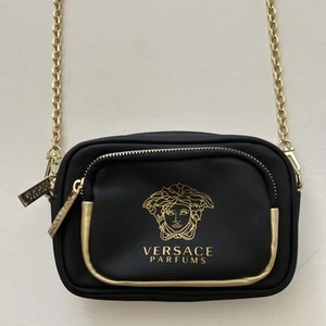 VERSACE PARFUMS Gold Medusa Logo Chain Strap Crossbody Pouch Purse NWOT! - Picture 1 of 13