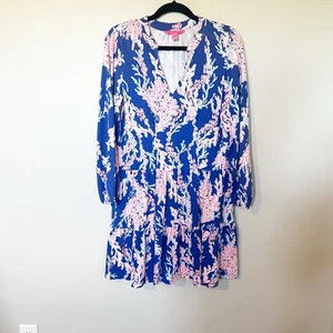 Lilly Pulitzer Traci Long Sleeve Dress Borealis BlueSwim On Over medium 10652 - Picture 1 of 11