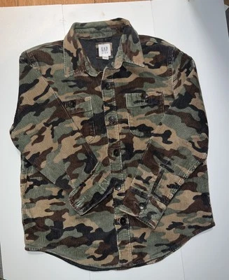 Gap Kids迷彩灯芯绒夹克男孩中号衬里林地迷彩 — 第 1/4 张图片