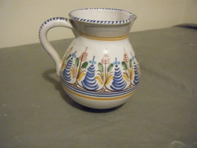 Vintage AH Espana Spanish Hand Painted Pottery Milk or Cream Glazed Jug - Image 1 of 3