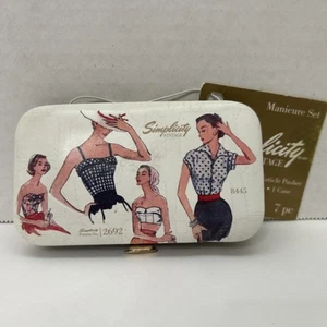 Simplicity Vintage Sewing Pattern Theme Manicure Kit Purse Or Travel New - Picture 1 of 4