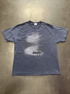 Vtg 90s TSI Sportswear Grandpa Fishing Boat Inspirational Quote Blue Shirt XL - Image 1 of 4
