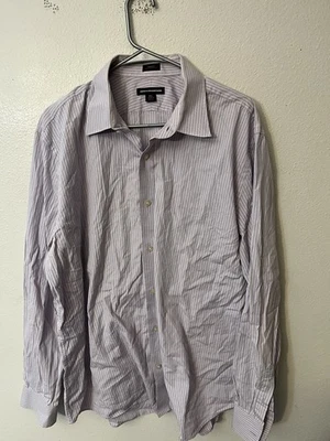 Camisa de vestir Express Design Studio calce moderno con botones púrpura a rayas XXL para hombre Foto 1 de 4