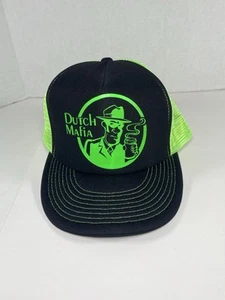 Dutch Bros. Coffee - Dutch Mafia Snapback Mesh Adjustable Hat Cap Neon Green - Picture 1 of 8