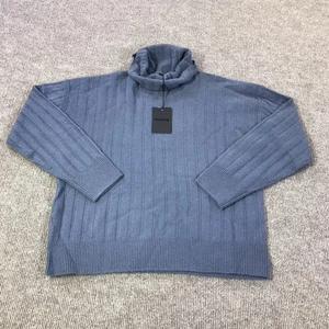 NAADAM Sweater Womens Medium Slate Relaxed Ribbed Turtleneck 100% Cashmere - Picture 1 of 12