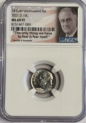 2021 D Roosevelt Dime 10c NGC MS 69 FT - Image 1 of 4