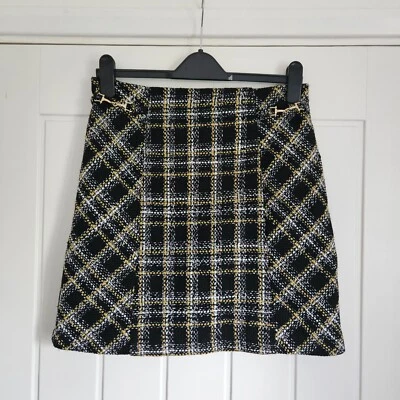 F&F Tartan Skirt Short Check Skirt Black Tweed - Size 10 - Image 1 of 4