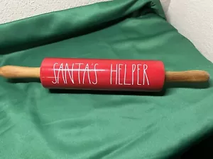 Rae Dunn Red Ceramic Santa's Helper Rolling Pin Large Heavy 19” - Picture 1 of 4
