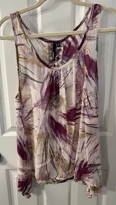 O'Neill Women’s Size M Purple Abstract Cotton Sleeveless Top, Braided Back EUC - Picture 1 of 11