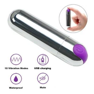Full Body Mini Bullet Vibrating Massager 10 Speeds Vibrato USB-Rechargeable New - Picture 1 of 11